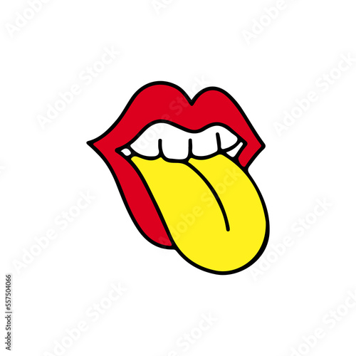 vector illustration of lips sticking out tongue