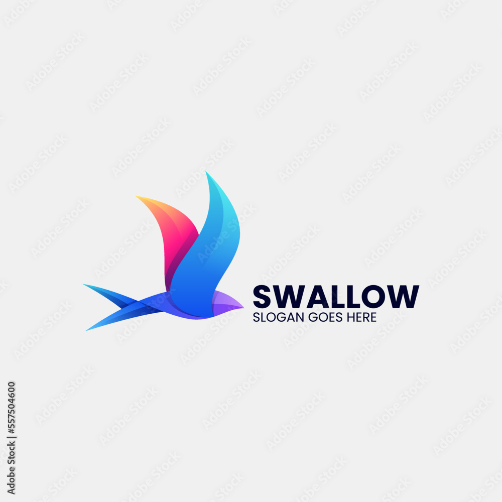 Obraz premium Vector Logo Illustration Swallow Gradient Colorful Style.