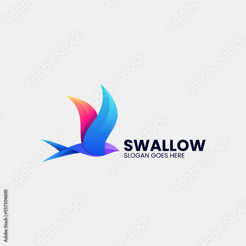 Vector Logo Illustration Swallow Gradient Colorful Style.