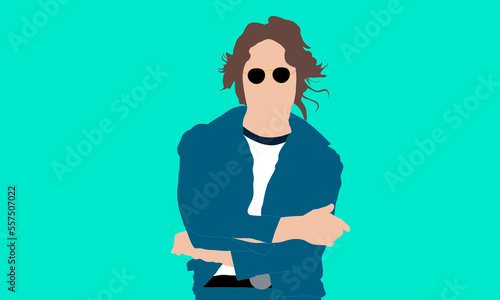 Quadro su tela Caucasian singer with sunglasses