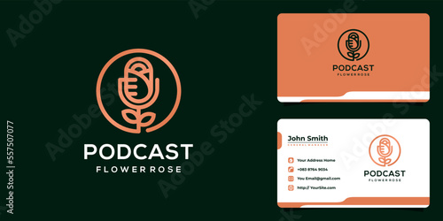 Podcast combination with flower rose luxurious design and business card