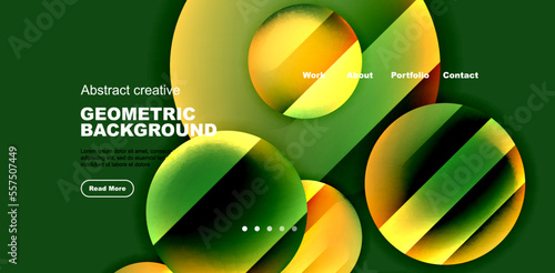 Colorful shiny and glossy circles abstract composition with light and shadow effects, geometric vector abstract background