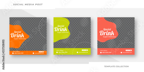 healthy juice drink food menu social media template