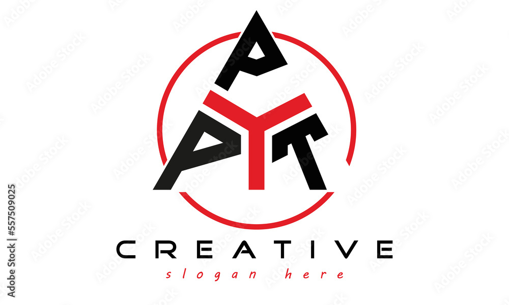 PPT three letter creative triangle shape in circle logo design vector ...
