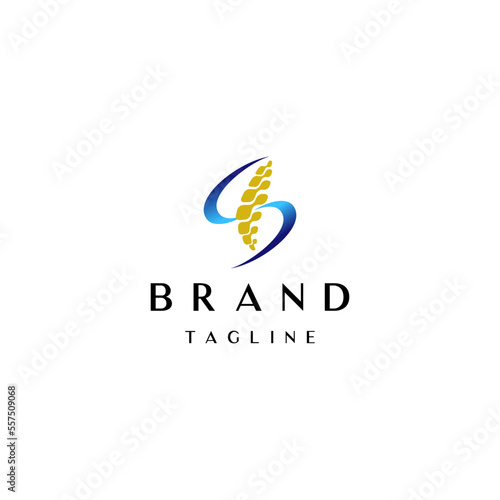 Spine Icon With Letter S Curved Lines Logo Design. Letter S Curved Lines Surrounded Spine Icon Logo Design.