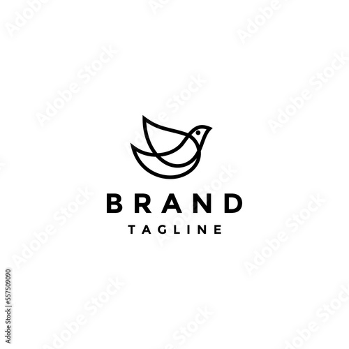 Creative Abstract Premium Bird Line Icon Logo Design. Simple Line Symbol Of A Bird Logo Design. photo