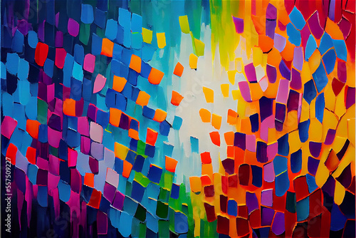 Modern abstract painting in multiple colors with geometric pattern ideal for art backgrounds