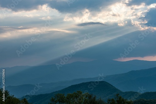 God Beams over the Smoky Mountains in Tennessee