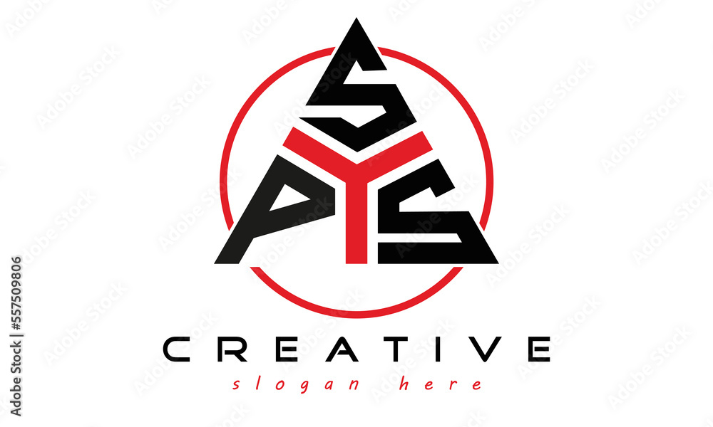 PSS three letter creative triangle shape in circle logo design vector ...