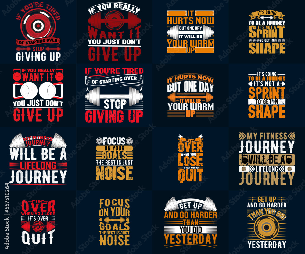 motivational quotes for workout T-shirt Design, Gym-Fitness T-shirt Design Bundle