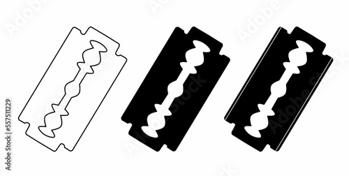 outline silhouette razor Blade icon set isolated on white background