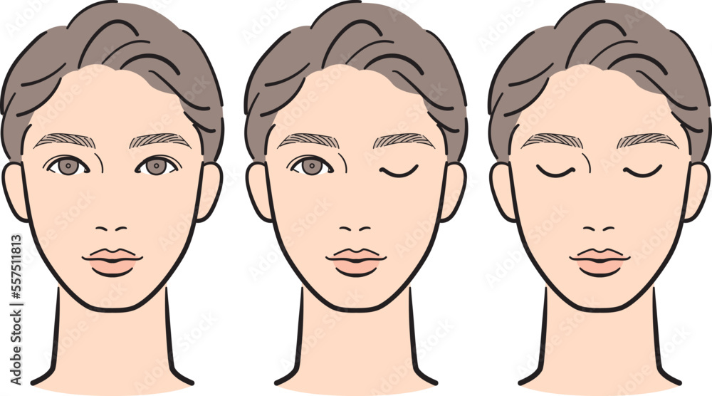 美容説明向け男性の顔正面セット