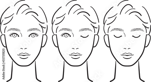 美容説明向け男性の顔正面セット