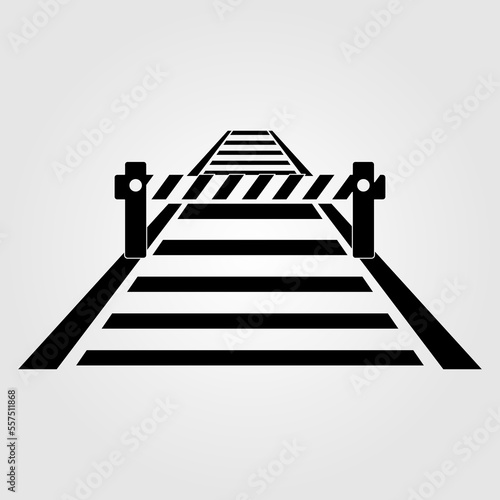 Fotografie Vector illustration of modern icon depicting a closed level crossing on the road