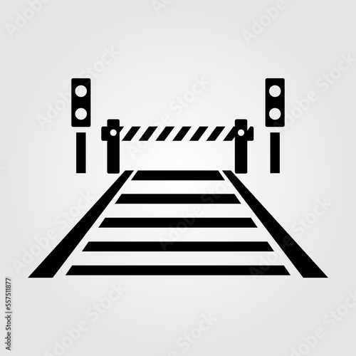 Fotografie Vector illustration of modern icon depicting a closed level crossing on the road