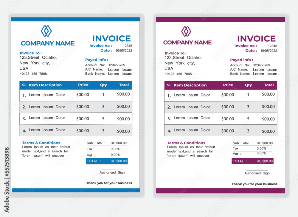 Business Minimal Corporate Invoice design template vector illustration bill form price . Creative template and stationery design payment agreement design template Cash Memo, Vector Quotation Design Business Minimal Corporate Invoice design template vector illustration bill form price . Creative template and stationery design payment agreement design template Cash Memo, Vector Quotation Design