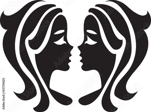 Twelve signs of the zodiac. Gemini Silhouette