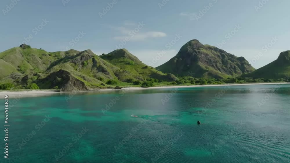 Aerial top view of a traditional boat in beautiful sea bay with turquoise crystal clear water, Aerial top view of a traditional boat in beautiful sea bay with turquoise crystal clear water,