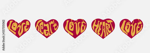 Love heart design elements in set. Vector design element for background, banner, poster.