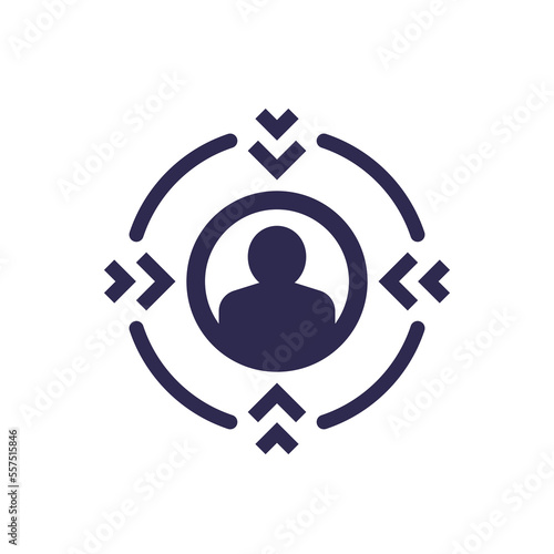 Focus on client icon, customer centricity vector