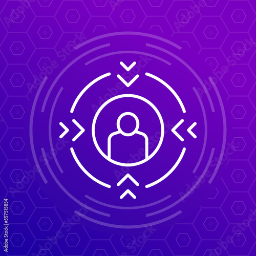 Focus on client icon, linear design