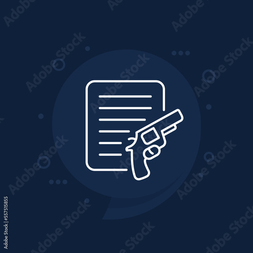 gun license or permit icon, line vector