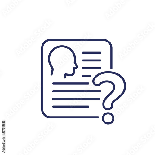 KYC, verify identity line icon, know your customer