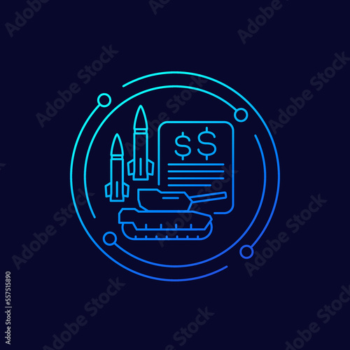 military spending, defence budget icon, linear design