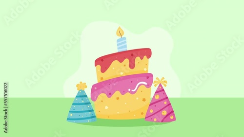 happy birthday cake with hats