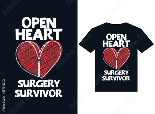 Open Heart Surgery Survivor illustrations for print-ready T-Shirts design