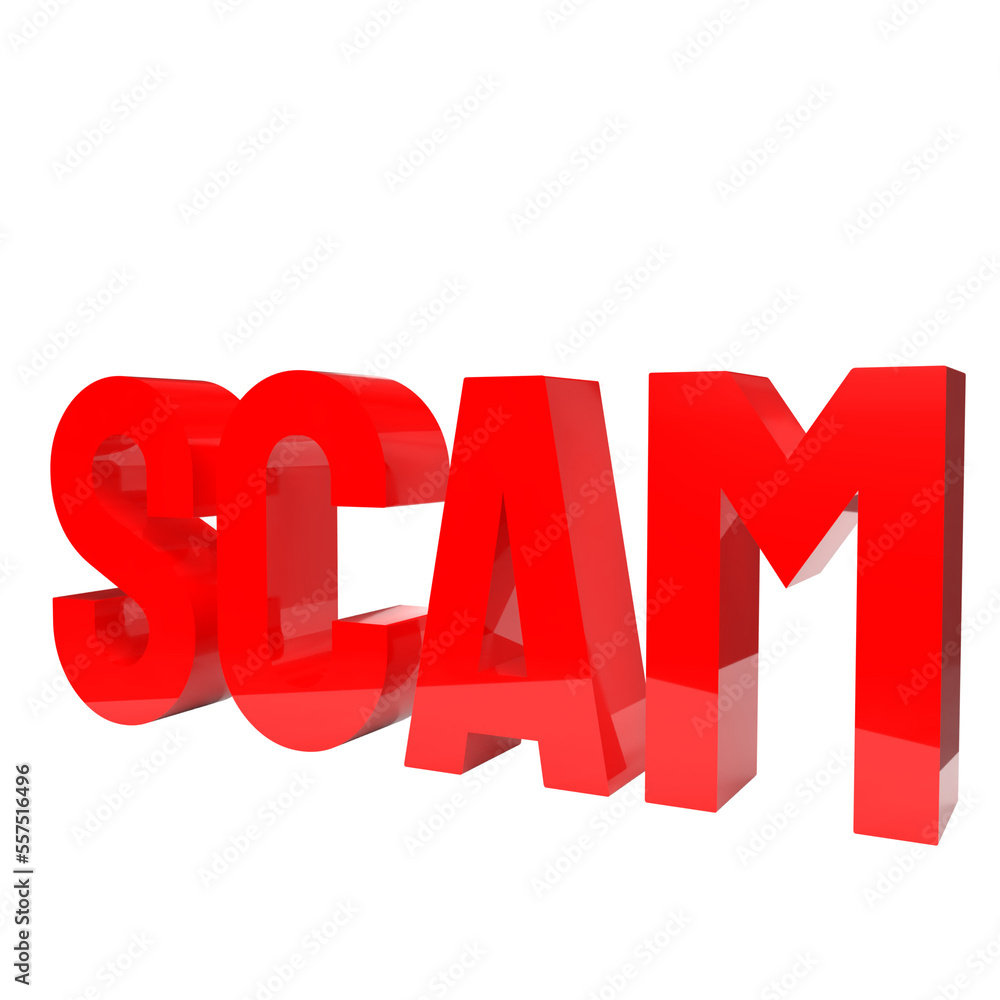 The red scam text 3d rendering The red scam text 3d rendering