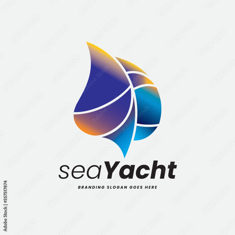 Sea Beach Blowing Sail Yacht Wing Logo Sea Beach Blowing Sail Yacht Wing Logo