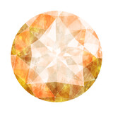 ラウンドブリリアントカットのオレンジ色のジュエリー水彩イラスト画像