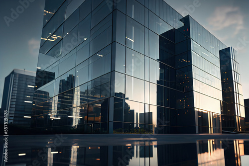 Corporate office glass buildings, Generative AI