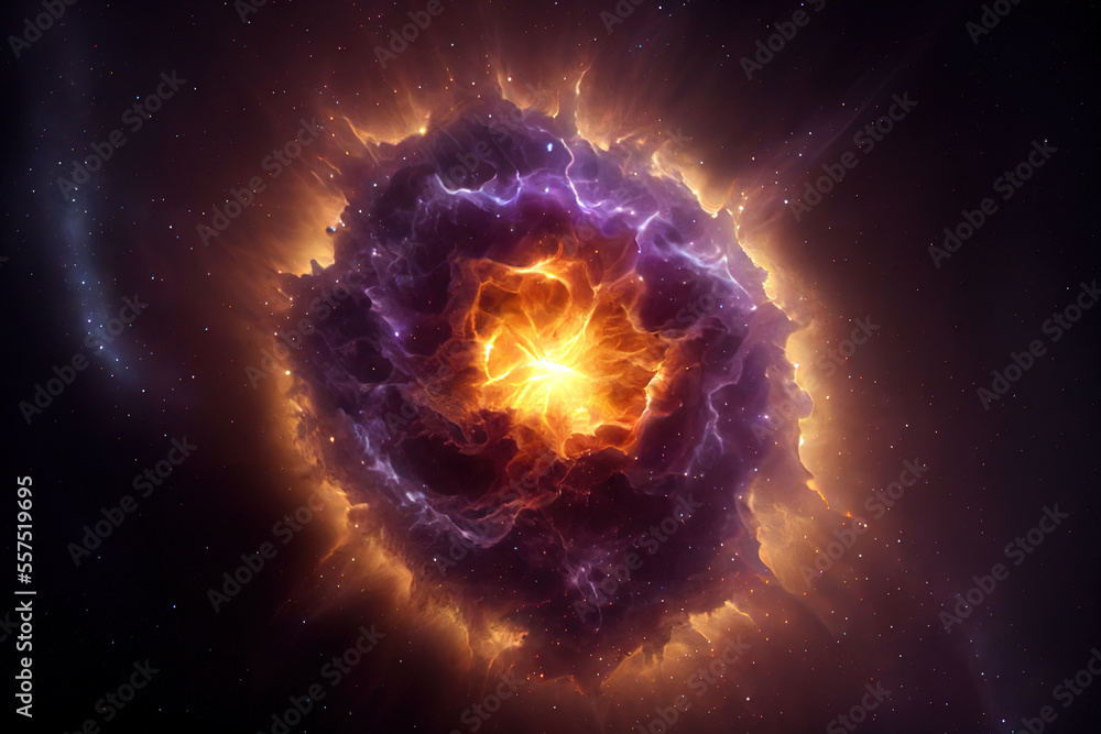 Fototapeta premium Abstract Nebula Sky Background, Generative AI