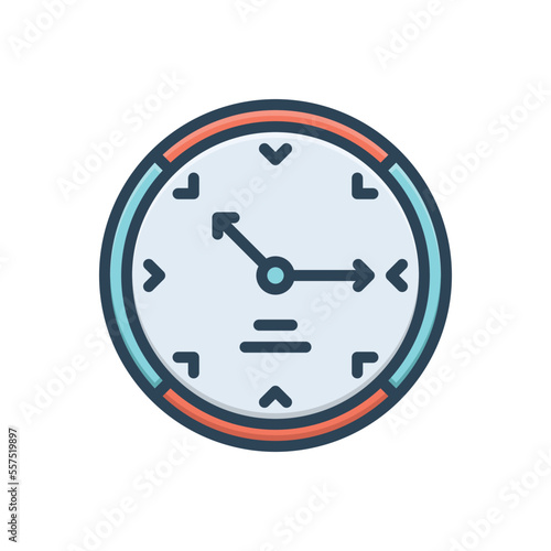 Color illustration icon for clock