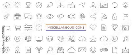 Miscellaneous icons- thin line web icon set. Outline icons collection. Simple vector illustration
