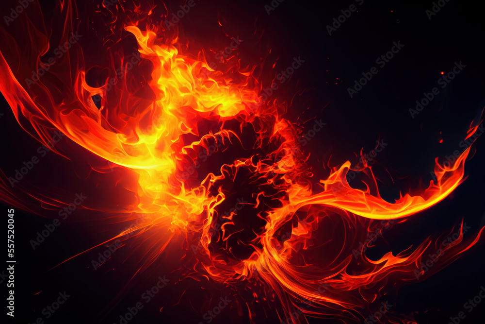 Fototapeta premium Abstract fire background, Generative AI