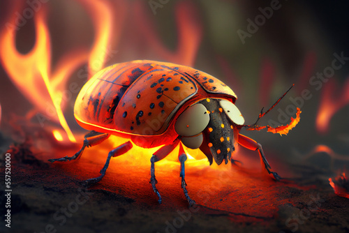 Fire beetle abstract, Generative AI © fusebulb