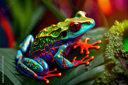 Colorful Red-eye tree frog, Generative AI