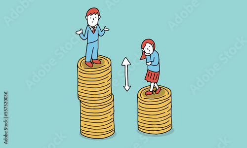 男女間賃金格差のイメージイラスト　月額平均給与の差