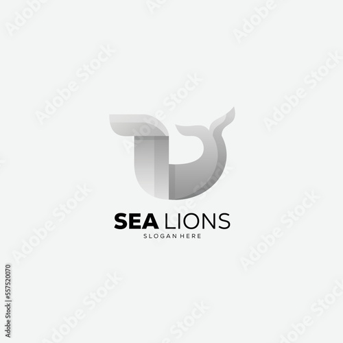 sea lions design illustration logo template