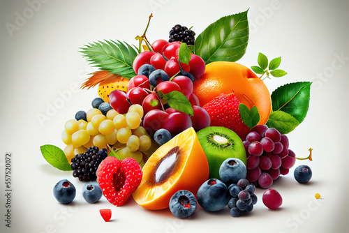 Assorted fruits on white background © fusebulb