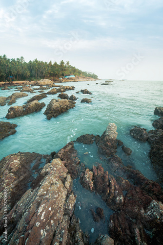 beautiful beach scenery with rocks, shot from Ezhara beach Kannur Kerala