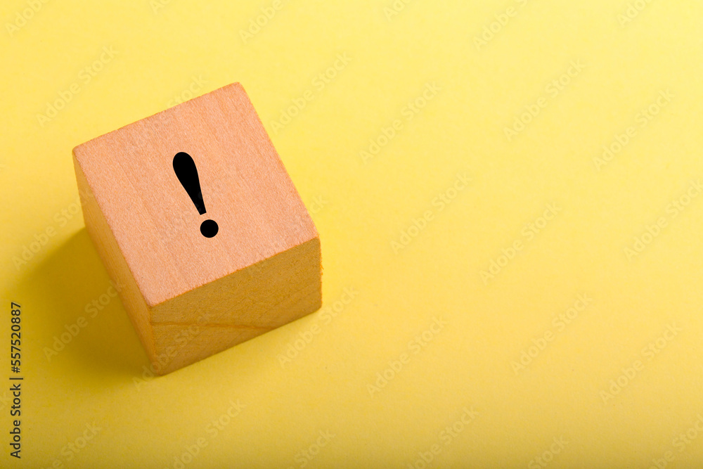 Wood Block with Exclamation Mark