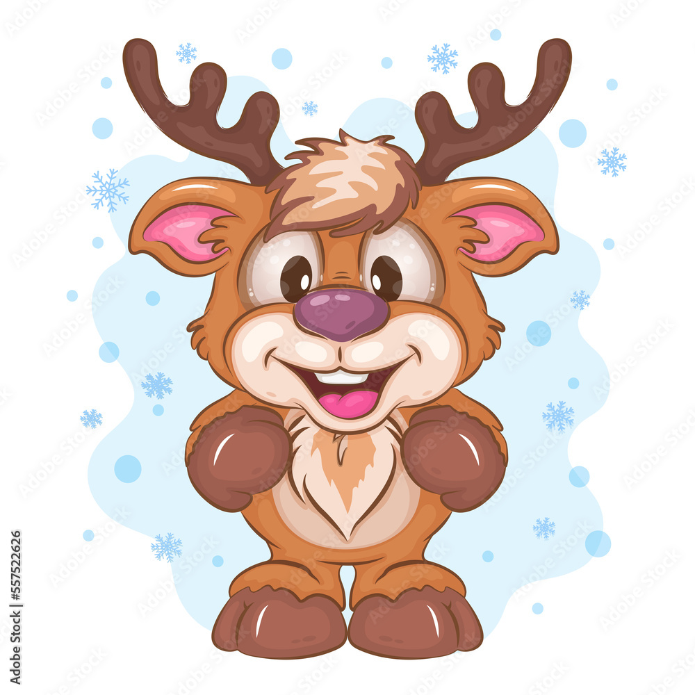 Cute Cartoon Deer. Clipart. Cute cartoon illustration of a smiling Deer. Winter cartoon mascot. Cute Cartoon Deer. Clipart. Cute cartoon illustration of a smiling Deer. Winter cartoon mascot.