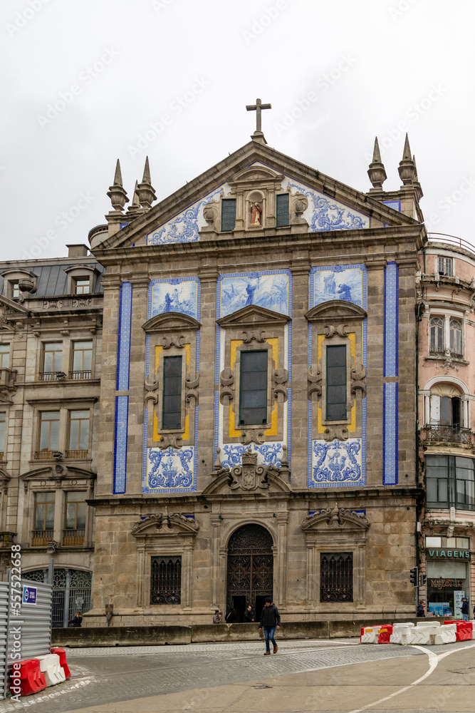 Porto, Portugal - December 07, 2022: details of the unique buildings of the historic center of the city of Porto, Portugal
