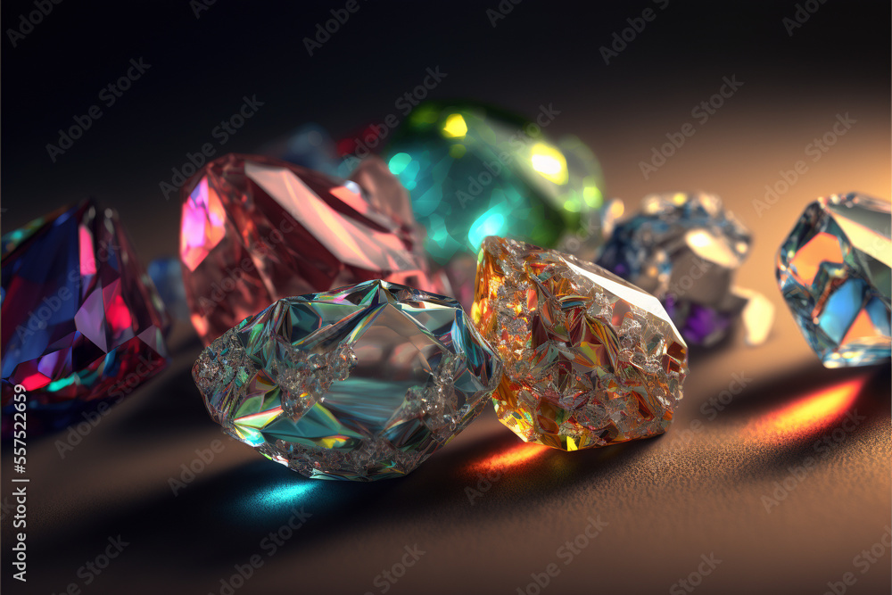 Colorful element crystal gemstone, Generative AI. Colorful element crystal gemstone, Generative AI.