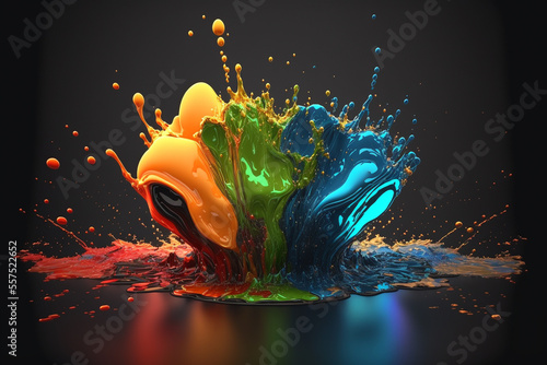 Colorful abstract acrylics color splash  Generative AI.