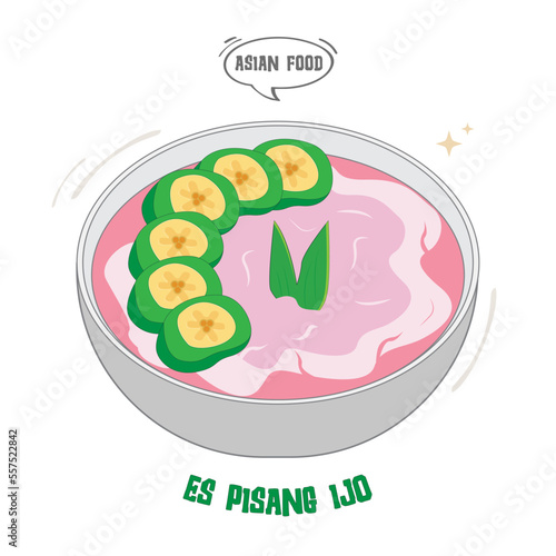 es pisang ijo traditional dessert from indonesia made from banana 
 photo